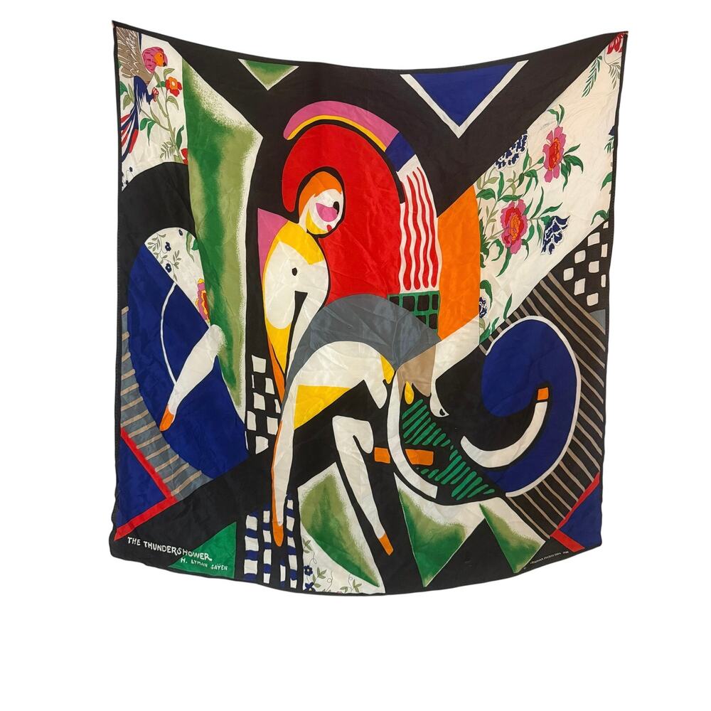 Thundershower H Lyman Sayen Silk Scarf Smithsonian Institute m/i Japan USA
